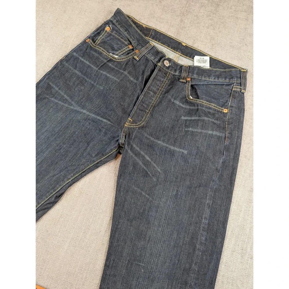Levis 501 Jeans Mens Sz 33 (31x34) Blue Dark Wash Straight Fit Denim Button Fly